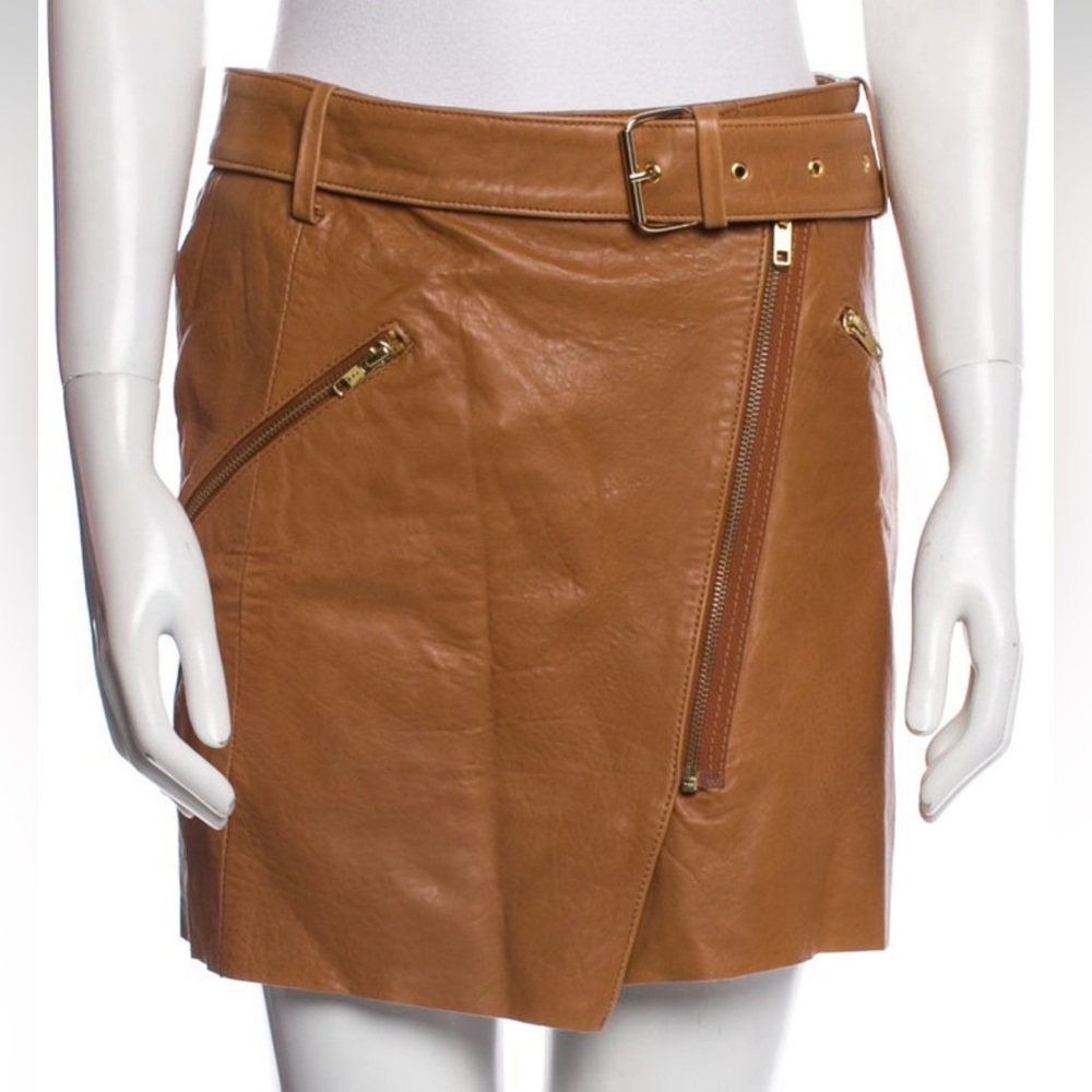 Maje Brown Leather Skirt, M
